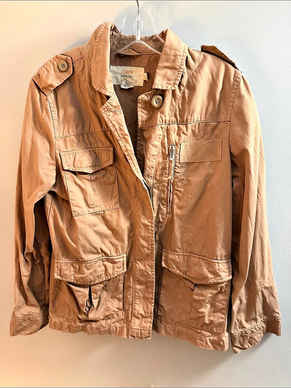 J Crew Classic Twill Chino Cotton Utility Jacket in Brown Like New